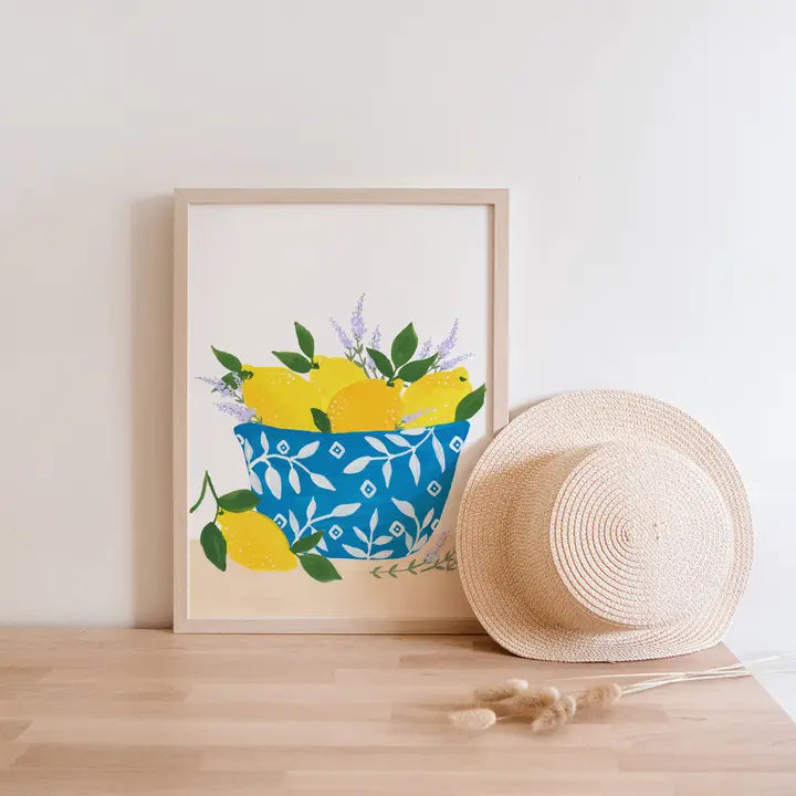 Bowl of Lemons and Lavender Art Print