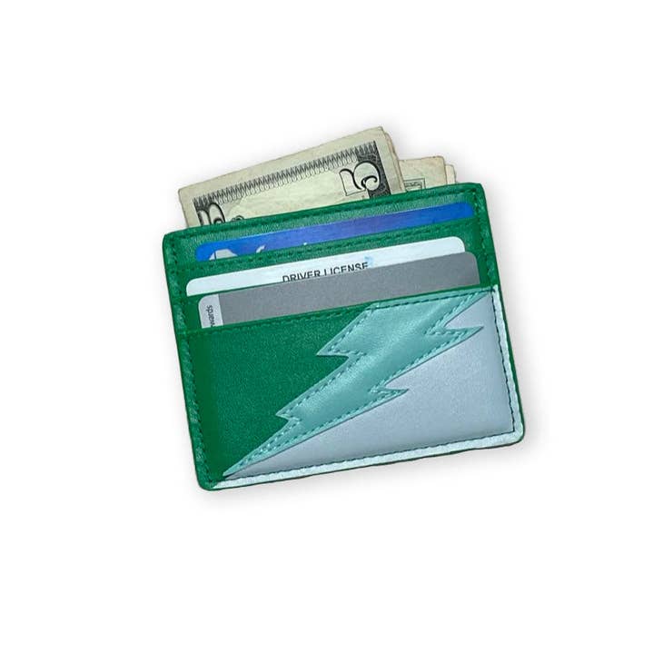 Lightning Bold Card Wallet in Electric Emerald