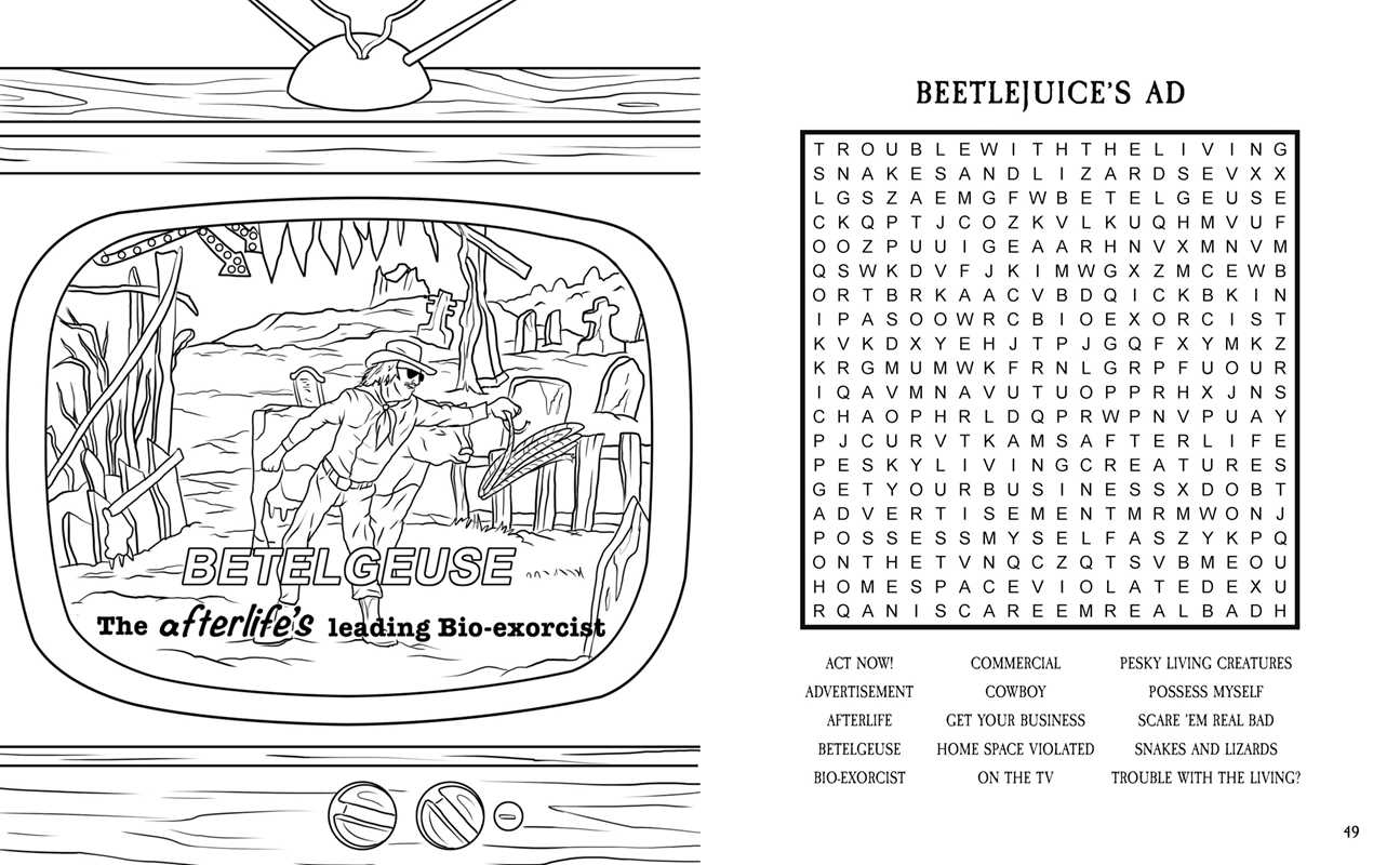Beetlejuice Word Search, Quips, Quotes, and Coloring Book