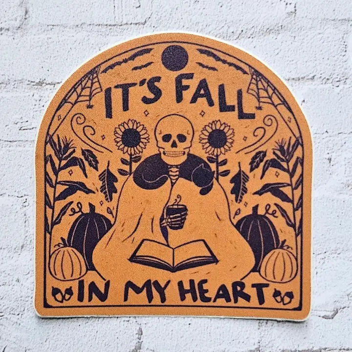 It's Fall In My Heart Skeleton Vinyl Sticker
