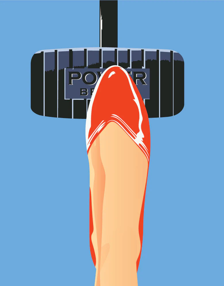 Woman Hitting the Power Brakes Print