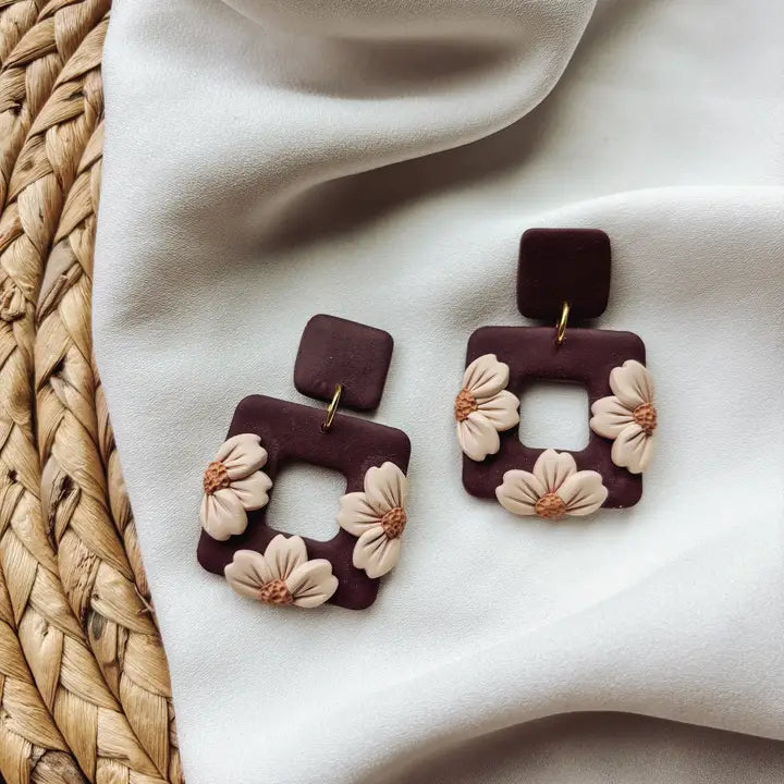 Maroon Daisy Earrings