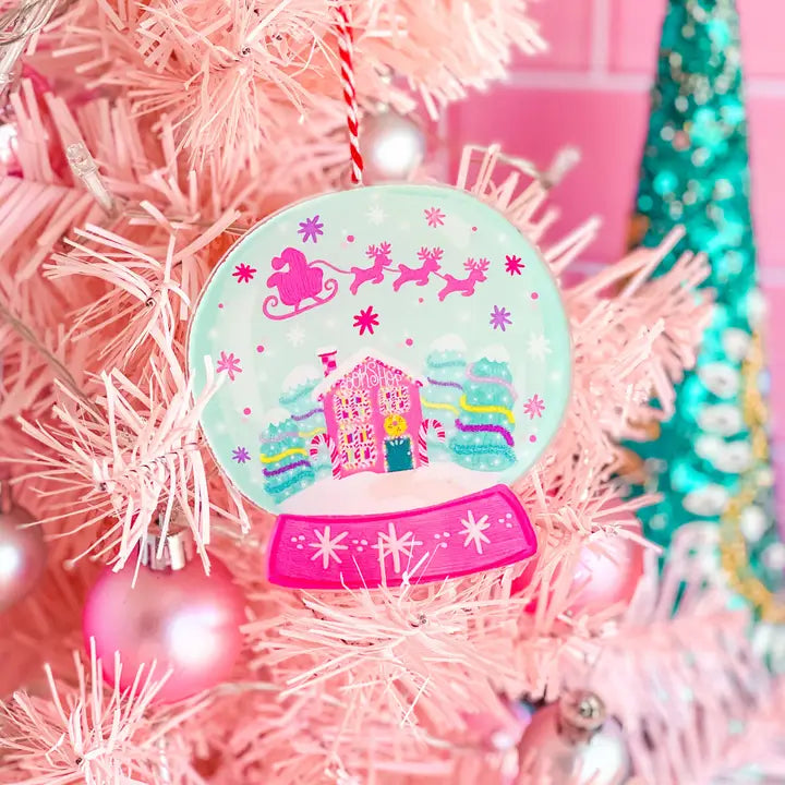 Christmas Santa Bookshop Snow Globe Ornament