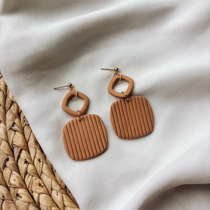 Minimalist Geometric Square Polymer Earrings