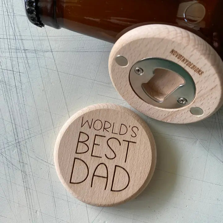 World's Best Dad Magnetic Wood Bottle Opener