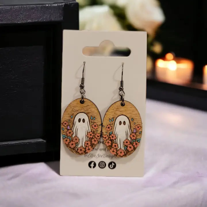 Ghost Floral Dangle Earrings