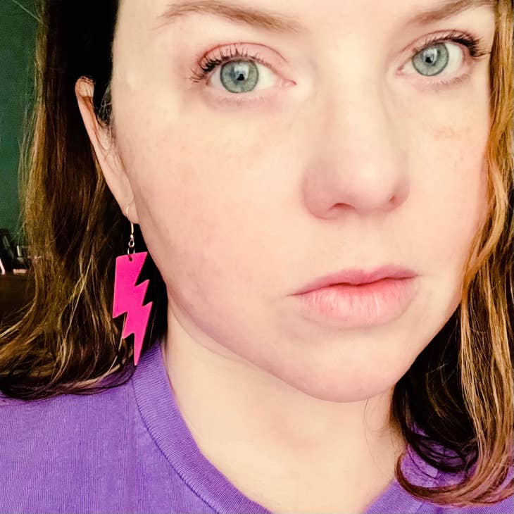 Hot Pink Lightning Bolt Acrylic Earrings