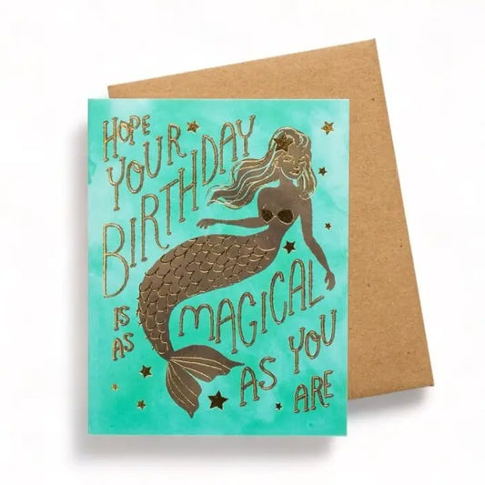 Mermaid Goldfoil Birthday Card