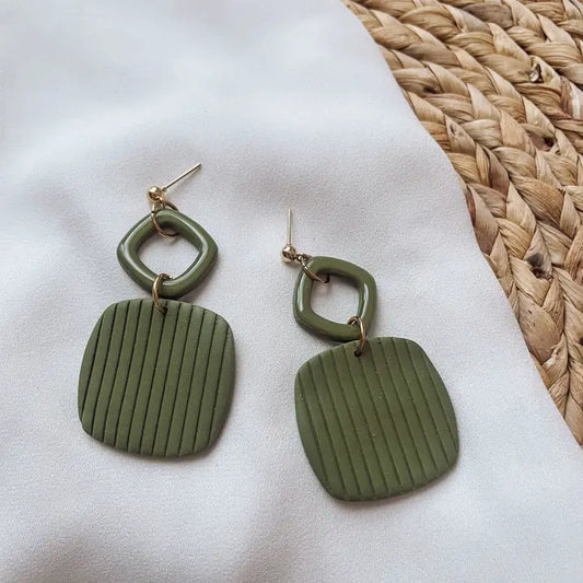 Minimalist Geometric Square Polymer Earrings