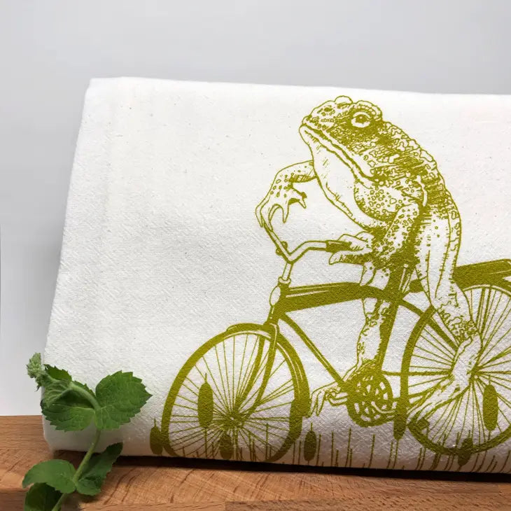 Bicycle Frog Tea Towel
