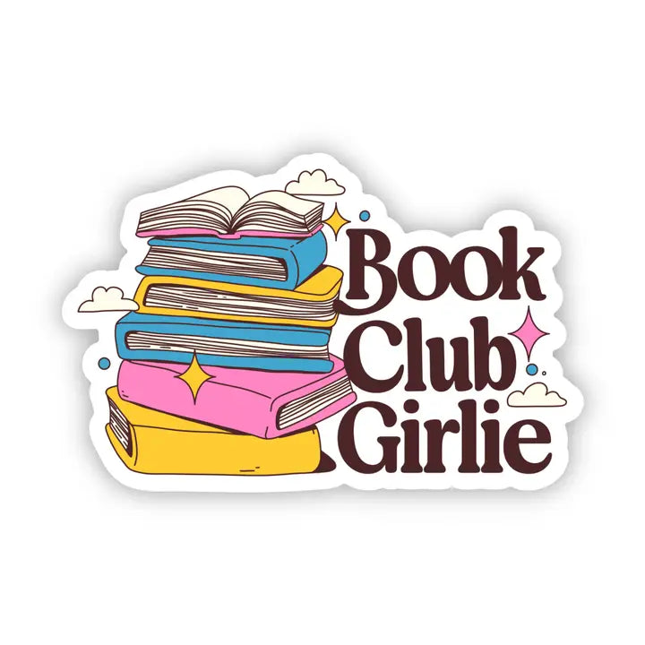 Book Club Girlie Stacked Books Vinyl Sticker