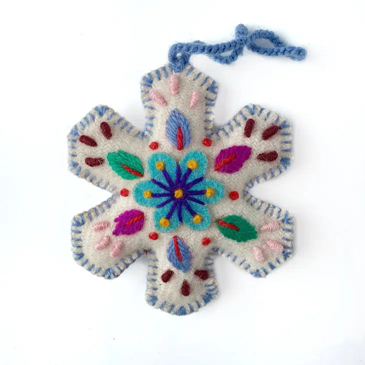 Snowflake Embroidered Wool Ornament