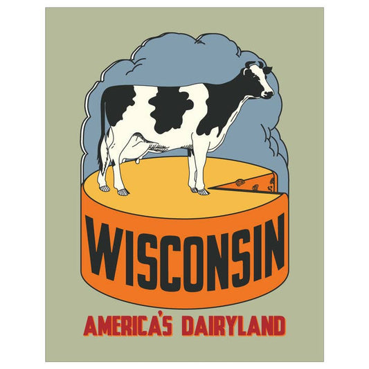 Wisconsin America's Dairyland Cow & Cheese Wheel Print