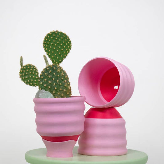 Small Wiggle Planter in Red + Pink