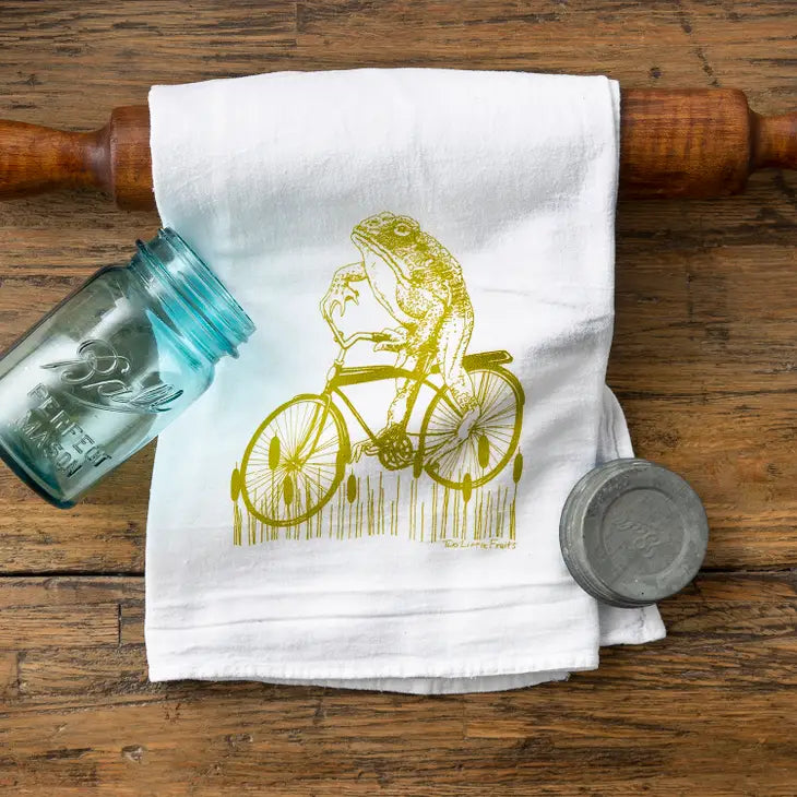 Bicycle Frog Tea Towel