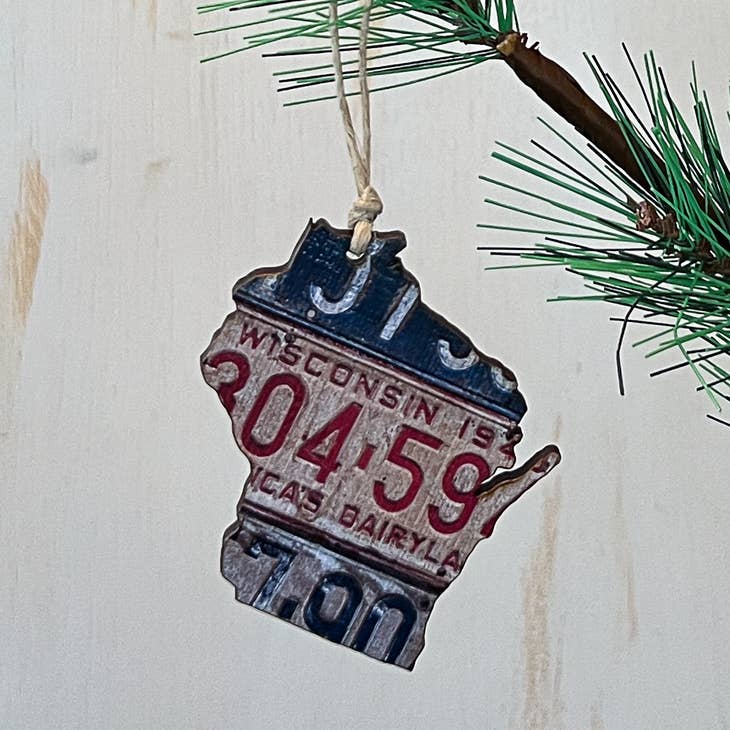 Wisconsin Vintage License Plate Ornament