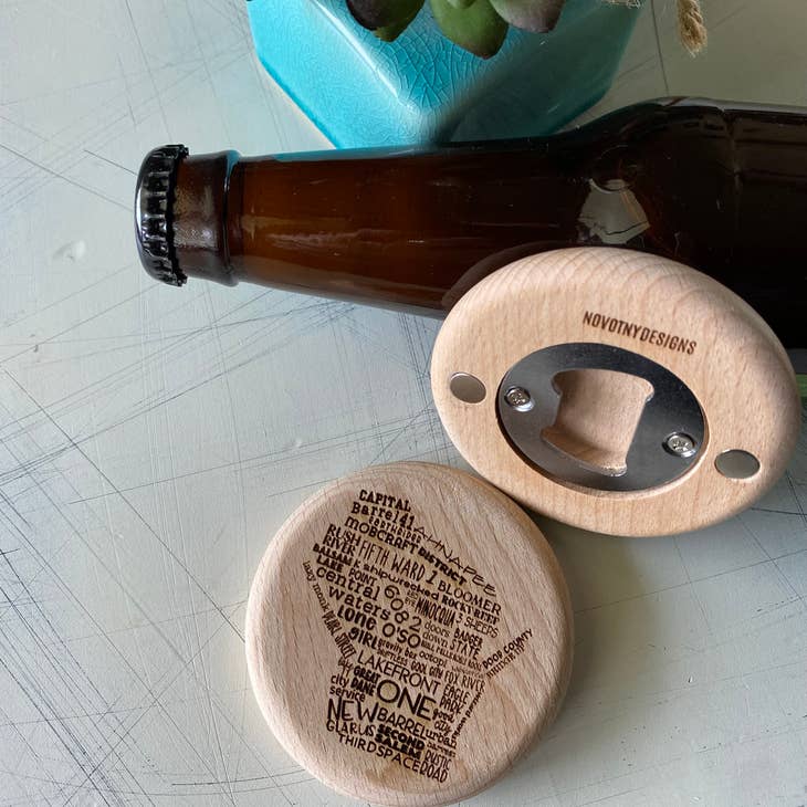 Wisconsin Breweries Magnetic Wood Bottle Opener