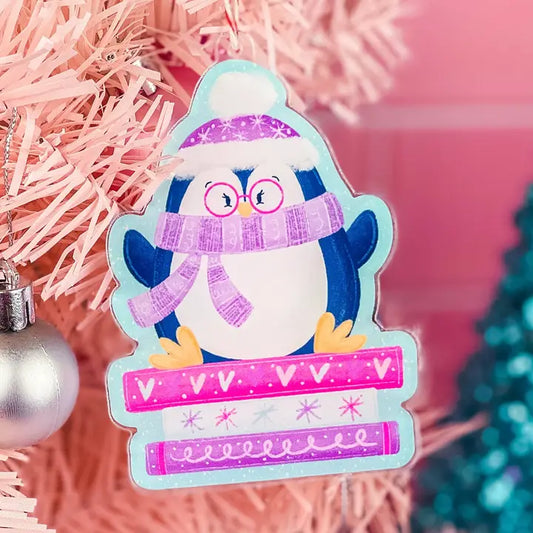 Bookish Penguin Christmas Ornament