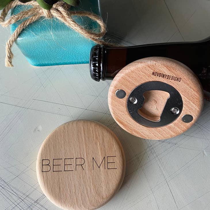 Beer Me Magnetic Wood Bottle Opener