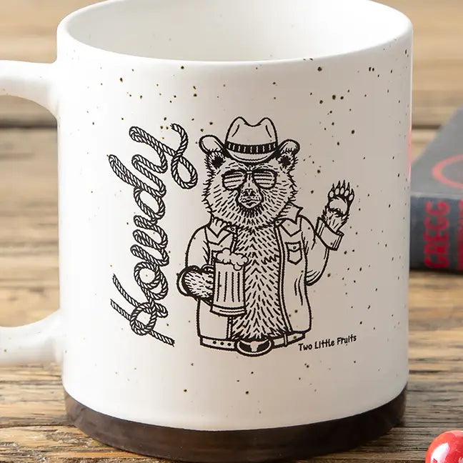 Howdy Cowboy Bear Speckled Mug