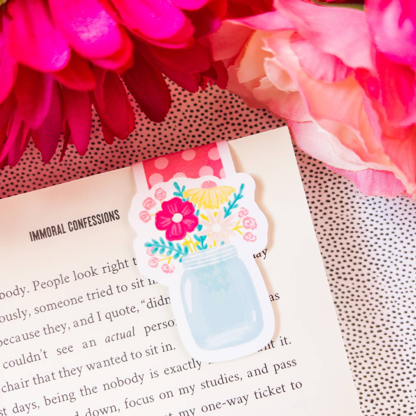 Jar Full of Flowers Magnetic Bookmark