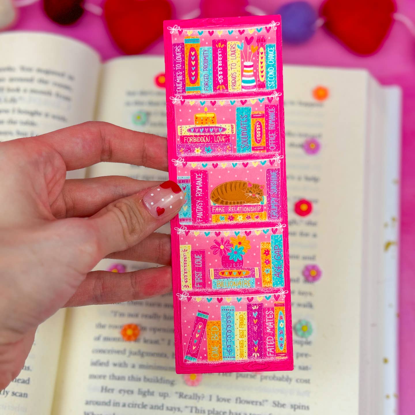 Romance Tropes Bookshelf Bookmark