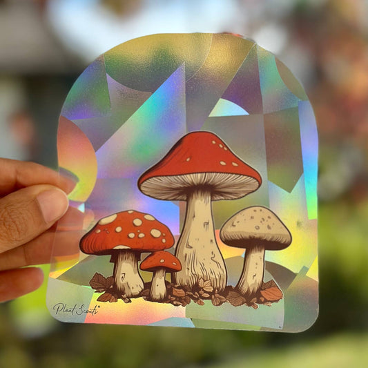 Amanita Toadstool Mushroom Rainbow Maker Suncatcher Window Decal