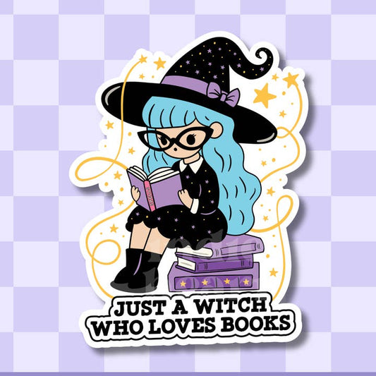 Just A Witch Who Loves Books Vinyl Sticker
