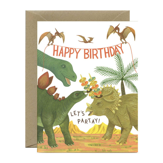 Dinosaur Donut Party Birthday Card