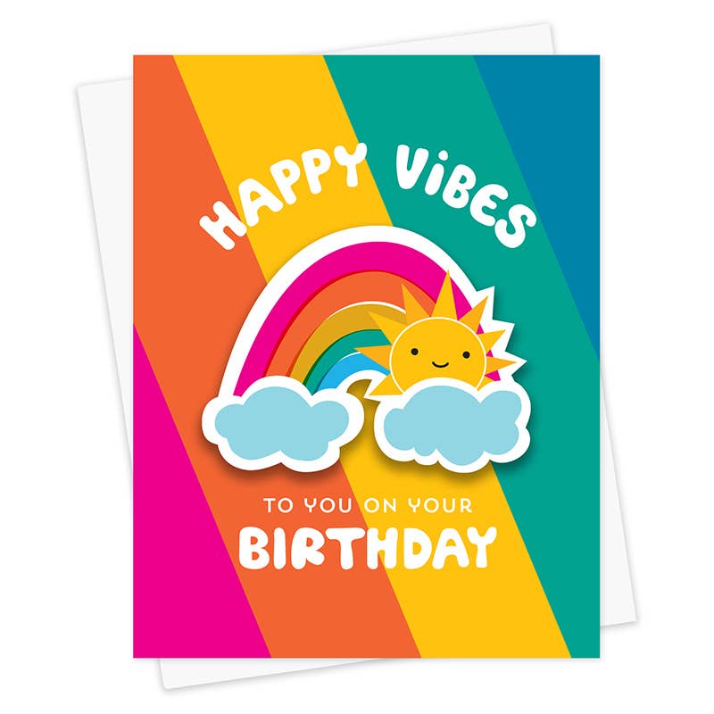 Sunny Rainbow Vibes Sticker Birthday Card