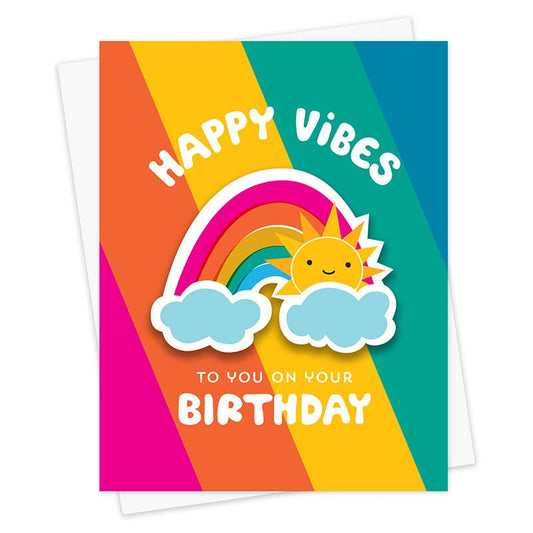 Sunny Rainbow Vibes Sticker Birthday Card