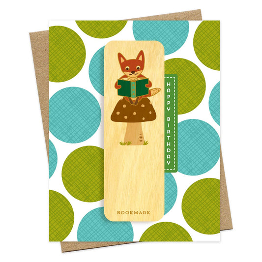Reading Fox Bookmark Birthday Card