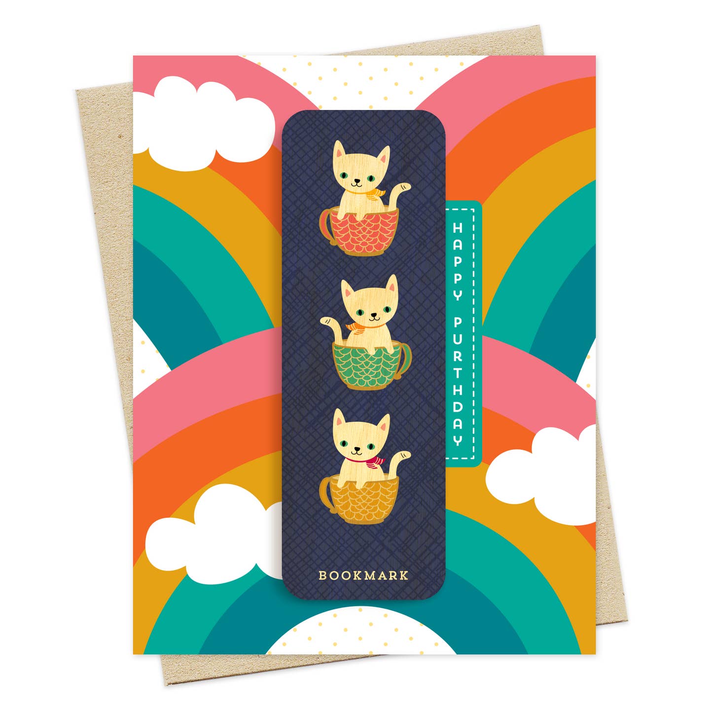 Happy Purthday Cat Bookmark Birthday Card