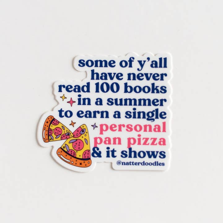 Personal Pan Pizza Bookworm Sticker