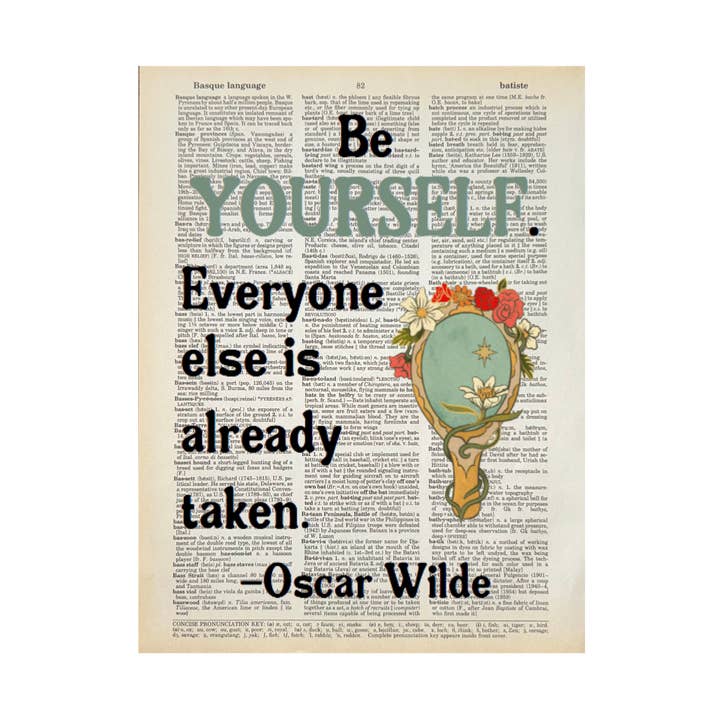 Be Yourself Vintage Book Print
