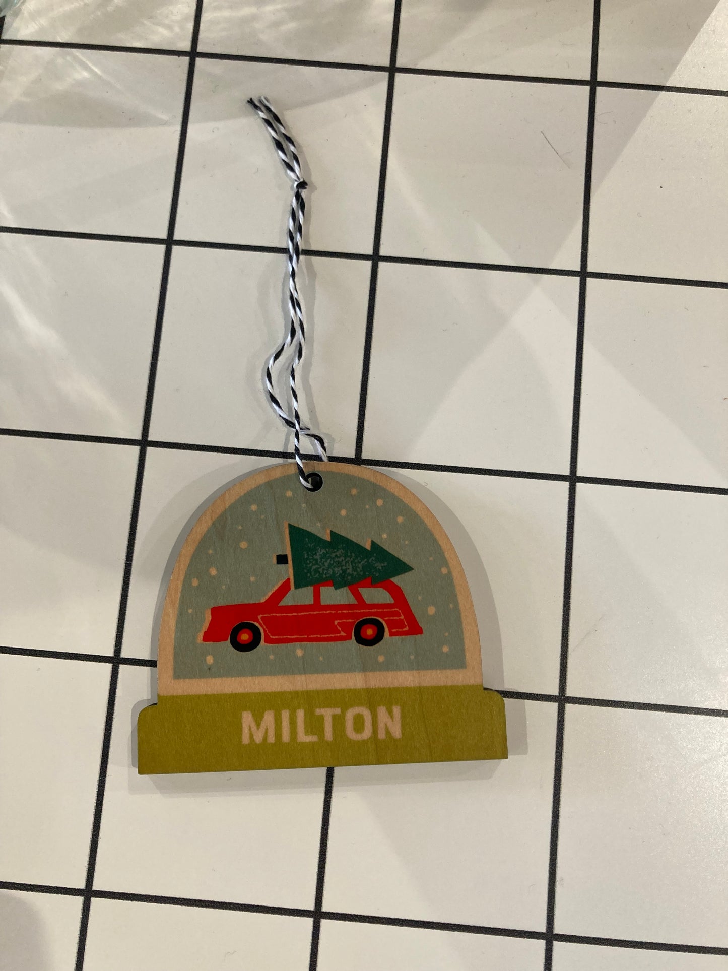 Milton Station Wagon Snowglobe Ornament
