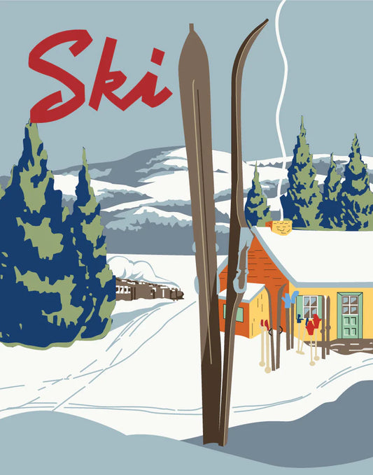 Ski Cabin Poster