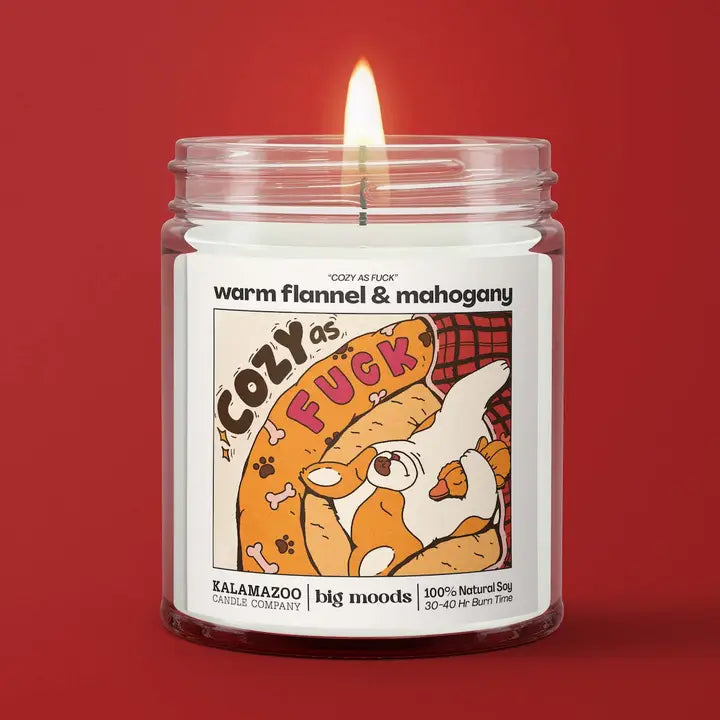 Cozy as F*ck Warm Flannel & Mahogany Soy Candle