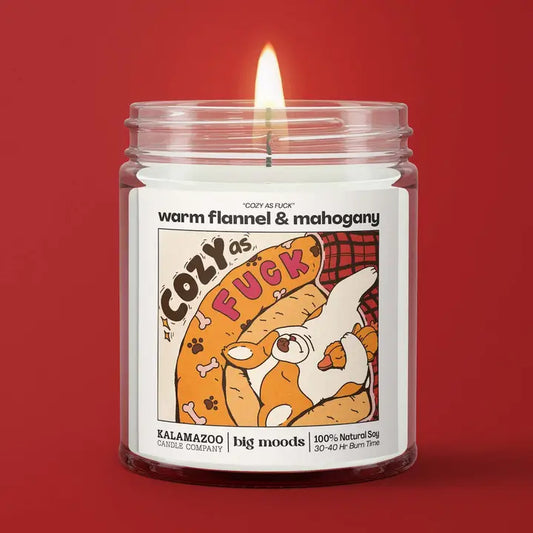 Cozy as F*ck Warm Flannel & Mahogany Soy Candle