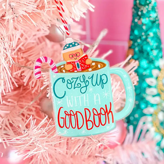 Cozy Up Gingerbread Book Christmas Ornament