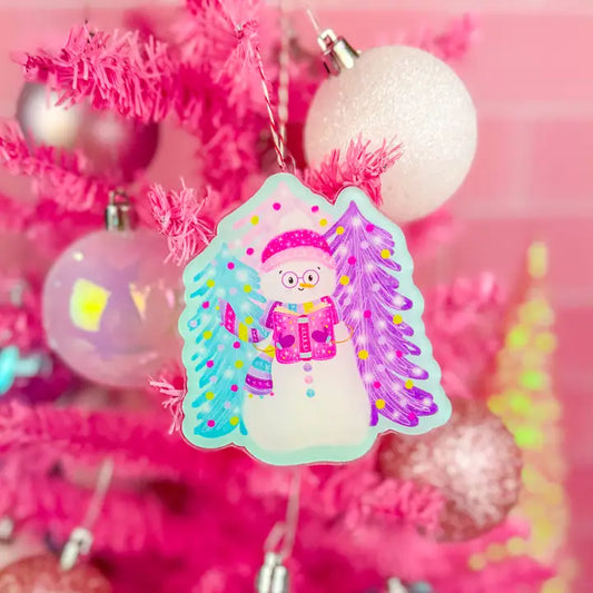 Snowman Reading Christmas Ornament
