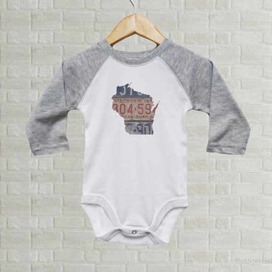 Wisconsin Vintage License Plate Onesie