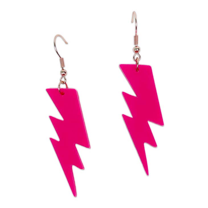 Hot Pink Lightning Bolt Acrylic Earrings