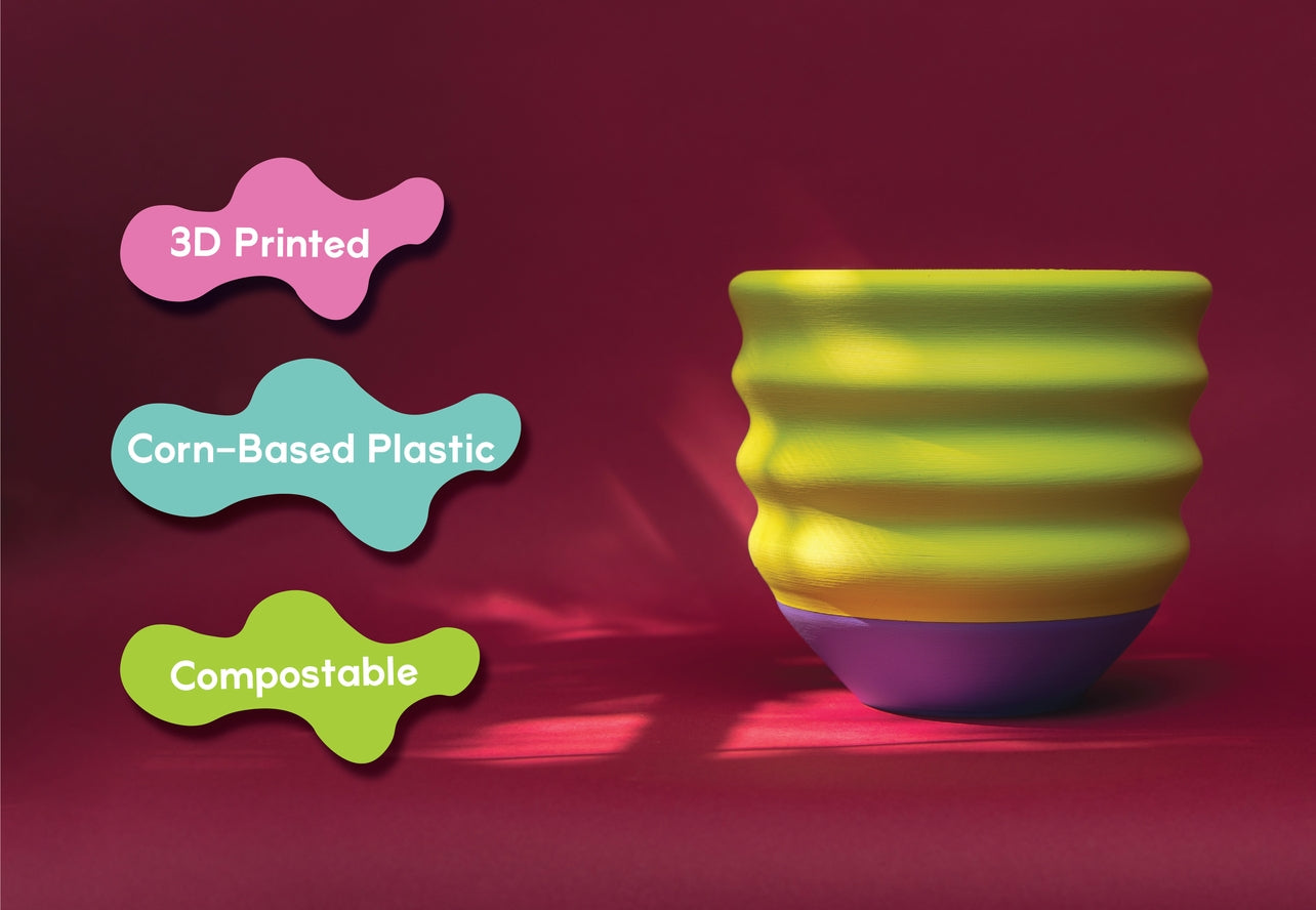 Big Wiggle Planter in Lime + Pink