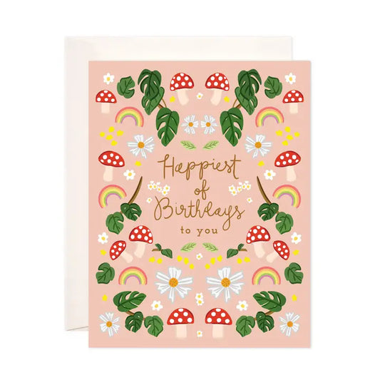 Happiest Birthday Mushrooms Greeting Card