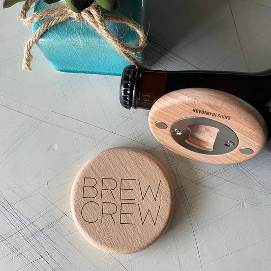 Brew Crew Magnetic Wood Bottle Opener