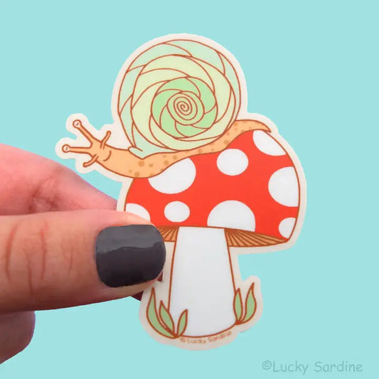 Snail & Toadstool Mushroom Vinyl Sticker