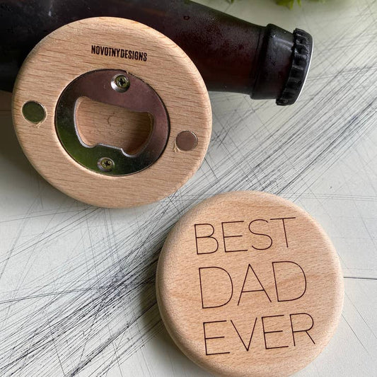 Best Dad Ever Magnetic Wood Bottle Opener