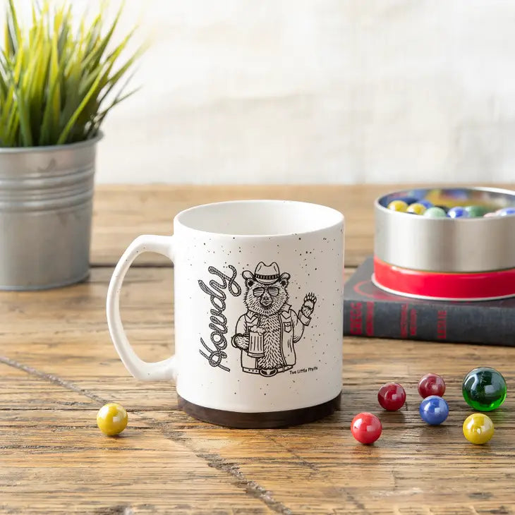 Howdy Cowboy Bear Speckled Mug