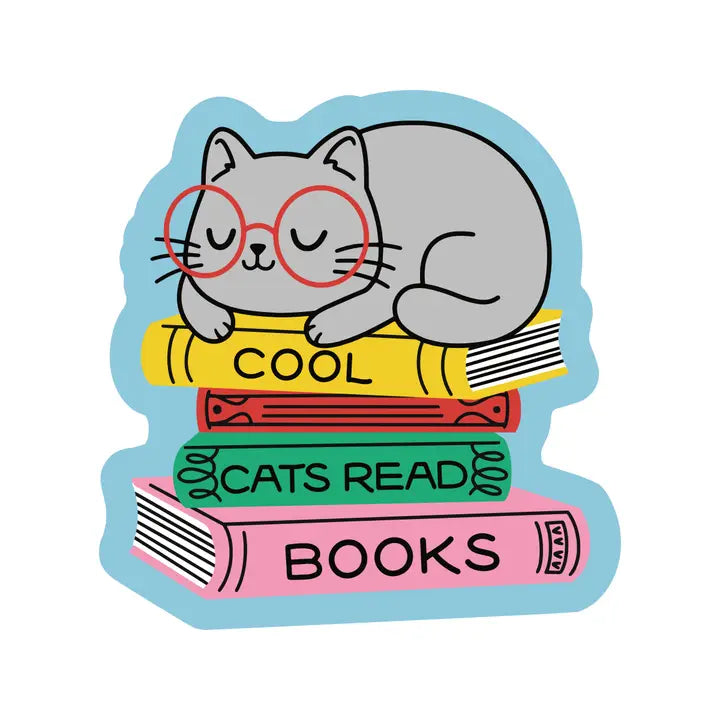 Cool Cats Read Books Vinyl Sticker